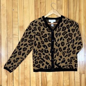 Vintage wool blend animal print cardigan sweater